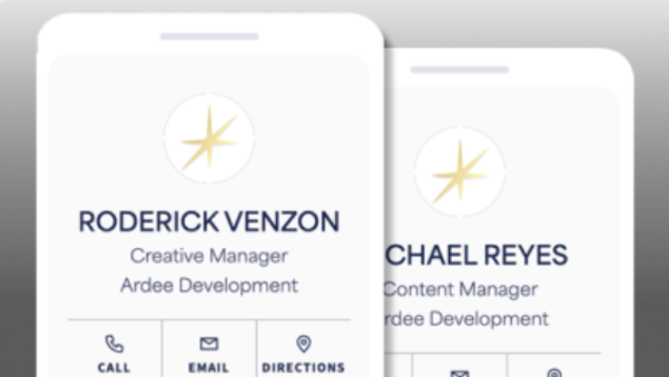 Ardee digital business cards on mobile